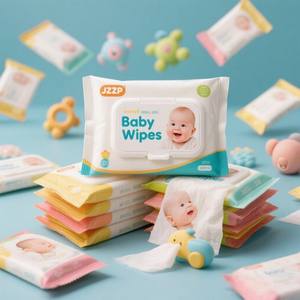 JZZP Échantillon gratuit 99,9% Biodégradable Soins pour bébé Eau Lingettes humides pour bébé Lingettes nettoyantes écologiques - Product Image 2