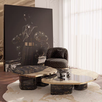 Ensemble de tables basses modernes de luxe en acier inoxydable, tables gigognes durables en métal miroir pour hall d'hôtel et mobilier de projet de villa