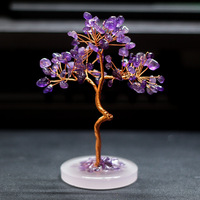 Meilleure vente transfrontalière : Arbre de la prospérité en copeaux de cristal d'améthyste tressé à la main avec fil de cuivre, ornement de décoration de bureau, fabriqué en Chine
