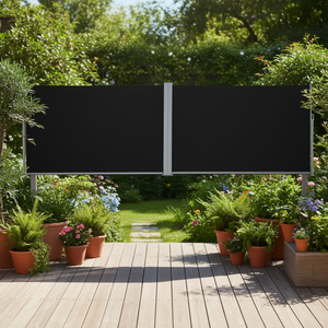 Store banne rétractable noire pour terrasse, pare-vent, séparateur d'intimité pour jardin extérieur, écran pliant pour porte et fenêtre, design minimaliste - Product Image 2