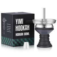 Yimi Hookah : Bol en céramique, support à charbon, joint en silicone, filtre à saveur pour chicha, finition laquée en caoutchouc, type droit
