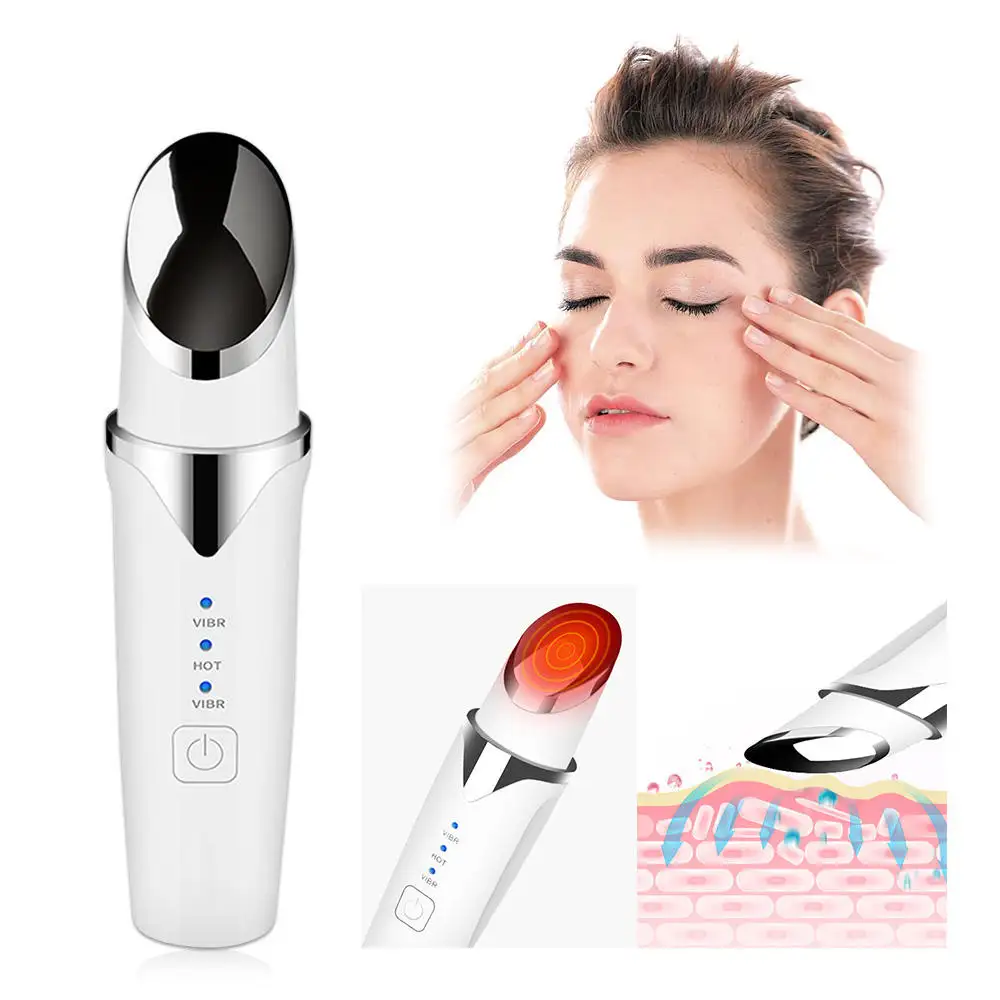 Stylo masseur pour les yeux à radiofréquence RF électrique Anti-âge, anti-rides, lifting du visage, appareil de beauté des yeux, vibrateur à cercle sombre, massage à chaud