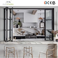 Fenêtre pliante horizontale en alliage d'aluminium multi-panneaux, étanchéité parfaite, isolation thermique écoénergétique pour cuisines chaudes et hôtels