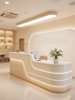 Mostrador de Recepción Personalizable con Luz LED, Mostrador de Recepción Comercial al por Mayor para Salón y Clínica