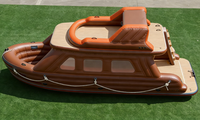 Bateau flottant électrique gonflable personnalisé, type maison-bateau, Nouveauté, en PVC Drop Stitch, Grand yacht gonflable à double pont pour fêtes