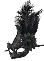 Masque vénitien Hstyle en dentelle avec plumes et fleurs pour mariage, carnaval, performance, costume rouge, masque de mode pour femme, mascarade