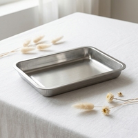 Plateaux de service carrés modernes et minimalistes en acier inoxydable, polis, durables, profonds, peu profonds, perforés, épaissis, compatibles micro-ondes, pour hôtels