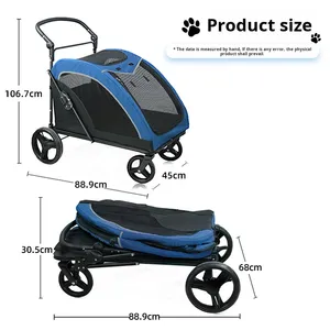 Faltbarer Kinderwagen aus Kunststoff und Mesh für mittelgroße und große Hunde Ältere Katzen für Spaziergänge im Freien und Camping reisen - Product Image 4