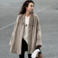 Manteau en vison Golden Sable Dream Clothing |   Manteau de luxe pour femme en velours Purple-Tag importé, entièrement fourré |   Haut ample à manches chauve-souris