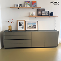 NORYA Meuble de rangement en bois au design moderne, finition brillante, avec tiroirs et portes, pour salon, chambre ou salle à manger