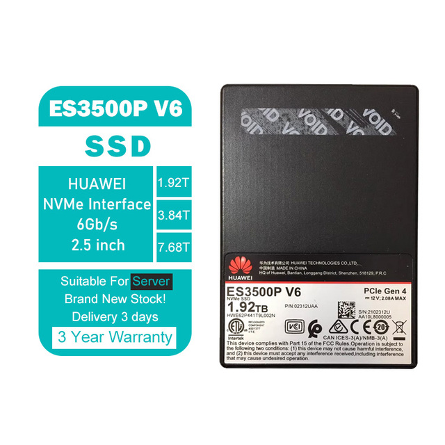 For Huawei ES3500P V6 Server SSD Solid State Drive Cheap NVME U.2 PCIe GEN4 1DWPD 1.92T 3.84T 7.68T Read Intensive Stock