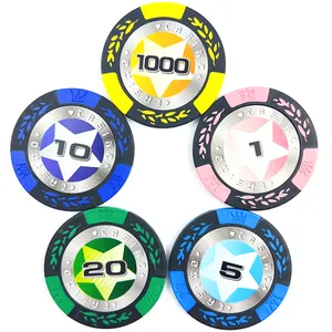 Discount Professional Supplies Bulk Wholesale Clay Small Denomination Game Poker Chips With Two Sides Printing Sticker