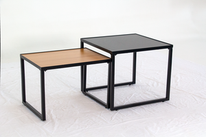 Juego de mesa de té y centro de madera que ahorra espacio para sala de estar, sofá lateral con base de metal, muebles para el hogar - Product Image 3