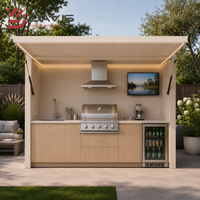 Système d'armoires de cuisine extérieure OEM ODM avec îlot barbecue, évier, rangement et comptoir en acier inoxydable – Production en usine