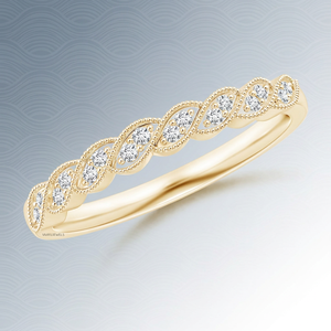 Anillo de Diamantes en Oro Amarillo, Corte Brillante Redondo, Anillo de Compromiso y Boda Clásico de Lujo, Bordes con Cuentas, Oro de 10K, 14K, 18K, Plata 925, 935 - Product Image 1