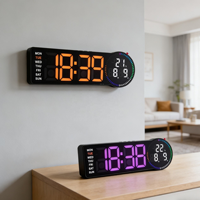 Horloge murale numérique LED surdimensionnée au design moderne, avec télécommande, calendrier, température, alarme, fonction snooze, date, décoration intérieure