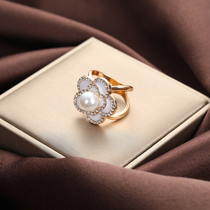 Hebilla para Bufanda Camellia con Incrustaciones de Perlas, Diseño Floral, Hebilla de Anillo de Doble Uso, Accesorio Elegante con Lazo, Primavera 2024 - Product Image 4