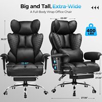 Fauteuil Ergonomique Relevable Grand Modèle en Cuir PU avec Repose-Pieds, Accoudoirs Réglables et Design Moderne à Pieds Coniques en Acier Inoxydable