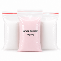 Poudre acrylique scintillante non toxique de qualité professionnelle pour salon, avec logo personnalisé OEM, ensemble de poudre à tremper pour ongles 3 en 1 rose 1KG