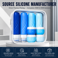 Ensemble de 8 contenants de voyage en silicone de 90 ml, anti-fuite, flacons de toilette, pochette de rangement portable pour les voyages d'affaires