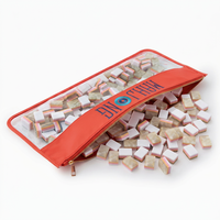 Juego de Fichas de Mahjong Acrílicas Azul Bebé Perladas, Estilo Lujoso de Cuatro Capas, Resistentes a la Decoloración, Grabadas con Láser, Venta al Por Mayor