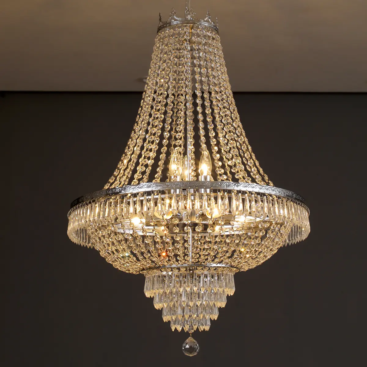 French Empire Crystal Chandelier Lighting Adjustable Hanging Light for Dining Living Room Foyer