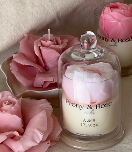 LANJO Handmade Peony Scented Soy Candle in <b>Glass</b> Cloche Golden <b>Bell</b> <b>Jar</b> Floral Aromatherapy Candle for Home Decor Holiday Gift - Product Image 1