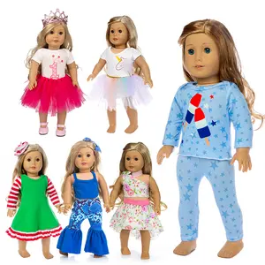 Gaun Tutu 6 Model, Mainan Boneka Bayi 18 Inci, Aksesori Boneka Amerika
