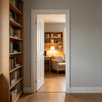 Portes intérieures modernes en bois massif pour écoles, portes plates à 4 panneaux, panneaux de porte apprêtés blancs, vente en gros
