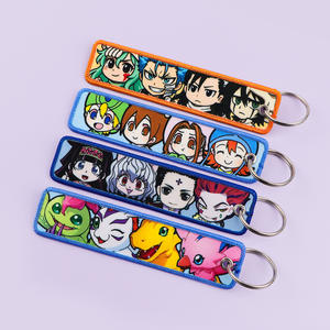 Nuevos 10 diseños de llaveros de anime bordados de moda, llaveros de Demon Slayer y One Piece, accesorios de estilo anime para bolsos - Product Image 2