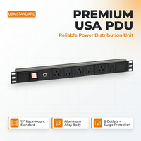 PDU 1U pour montage en rack avec interrupteur marche/arrêt, unité de distribution d'alimentation standard américaine 19 pouces, multiprise en aluminium