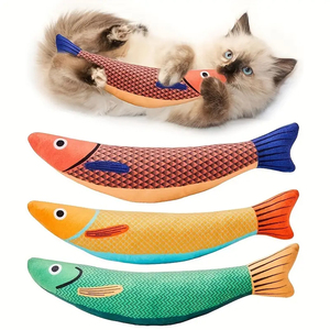 Fabricante, venta al por mayor, hierba gatera interactiva, sonido arrugado, juguetes para mascotas, juguete Saury Fish Squeak - Product Image 1