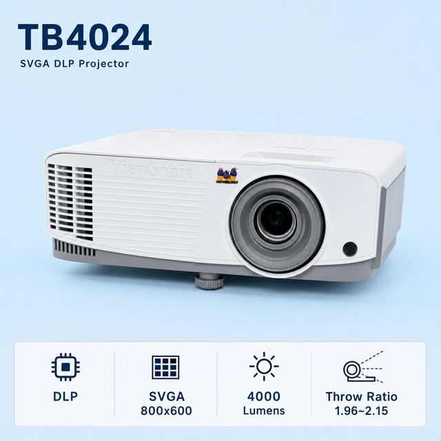 ViewSonic TB4024 DLP 4000 Lumens HD Lamp Projectors  Business Education Video Beamer SVGA 800*600 High Brightness  Proyector