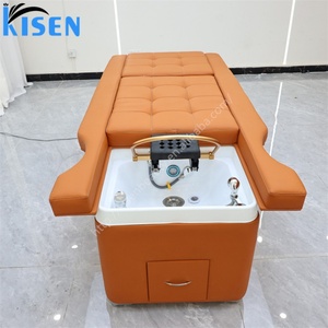 KISEN Lit de lavage de cheveux personnalisé pour salon, avec dossier électrique relevable, pour spa capillaire, pédicure et massage, idéal pour instituts de beauté, salons de coiffure et hôtels - Product Image 1