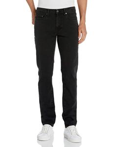 Jean en denim noir coupe slim pour homme, jambe droite, taille mi-haute, couleur unie, délavage classique, tissu en coton, style automne - Product Image 1