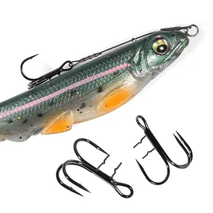 Spinpoler Fishing Treble Hook Baitholderスパイクソフトベイト #4 #2 #1高炭素鋼アントラアシストフィッシュフックタックル塩水 - Product Image 4