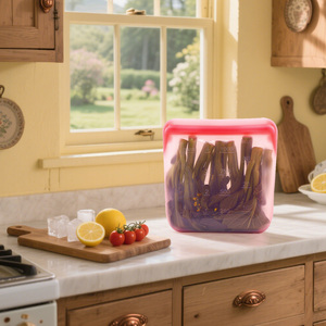 Silicone Zipper Storage Ziplock Fresh Bpa Free 100% Reusable Food Grade Freezer <b>Vegetable</b> <b>Bags</b> Leakproof Snack <b>Bag</b> - Product Image 2