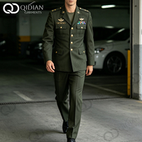 Ensemble uniforme homme personnalisé avec col à revers, boutons simples, épaulettes étoilées, pantalon droit et patch – Fabrication sur mesure
