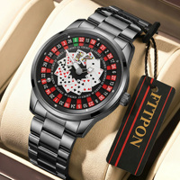 Montre à quartz FTTPON Lucky Poker, jeu de la roulette russe, Dieu des joueurs, montre-bracelet de luxe étanche en acier inoxydable pour hommes, Reloj