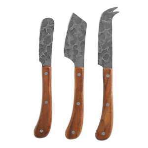Set di coltelli da formaggio in acciaio inossidabile con motivo martellato 3 pezzi per uso all'ingrosso Gadget da cucina include affettatrice per formaggio spandilavore - Product Image 1