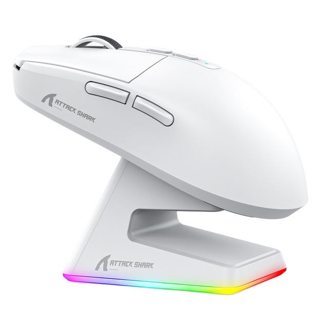With Wireless RGB Base Right Hand Charging Features Attack Shark X6 Light Weight Paw3395 Three-Mode E-Sports Blue-tooth Mouse