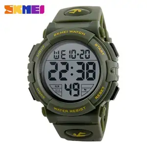 SKMEI 1258优雅灰色男士数字手表2019橡胶表带防水数字显示字符运动reloj手表