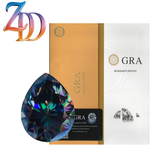 Moissanite Pear Cut Rainbow Blue Loose Diamonds Synthetic Lab Created For Jewelry Making GRA Certified - Product Image 1