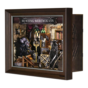 Hamaileon DIY Book Nook Shelf <span class=keywords><strong>Insert</strong></span>, kit de puzzle en <span class=keywords><strong>bois</strong></span> 3D avec lumière pour les amateurs d'horreur et d'Halloween - Product Image 1