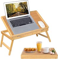 Combohome Table de petit déjeuner pliable en bambou Plateau de lit avec support de téléphone Bureau d'ordinateur portable
