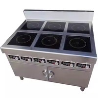 Table de cuisson industrielle en acier inoxydable à 6 brûleurs, cuisinière à induction électrique commerciale, cuisinières