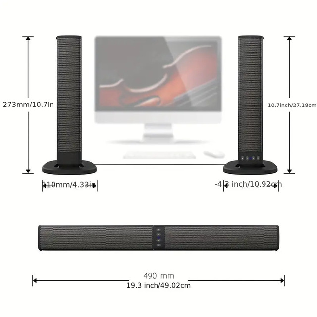 2-in-1 Soundbar for Living Room Home Use for Speaker with Subwoofer High Volume Long Rectangular Shape ABS Material