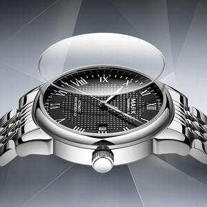 Montre mécanique automatique pour homme Mark Fairwhale, boîtier en métal de 40 mm, bracelet, cadran guilloché, aiguilles en forme de feuille de saule, étanche, lumineuse - Product Image 3