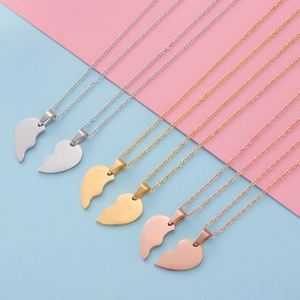 Collar de Acero Inoxidable para Parejas, Te Amo, Juego de Joyería con Corazones, Personalizable con Grabado, Colgante con Forma de Corazón Roto - Product Image 2
