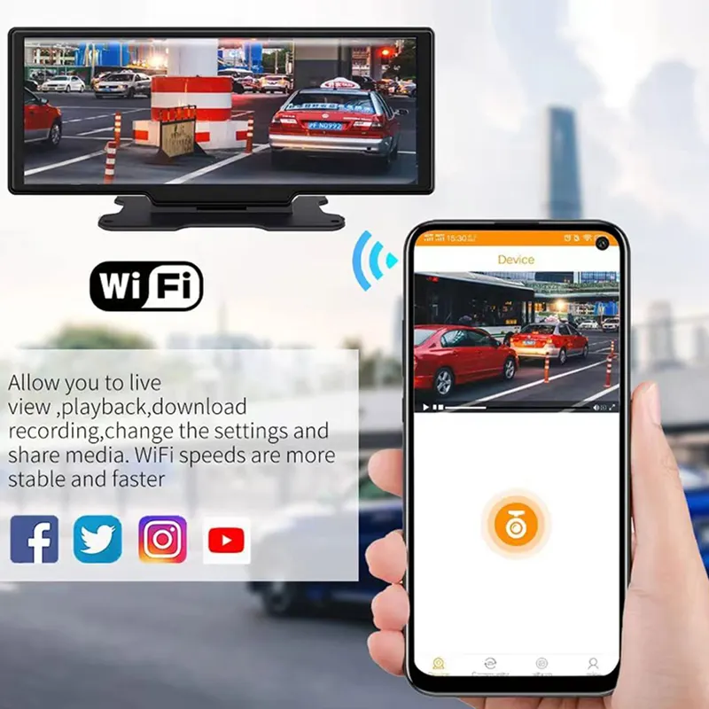 Perekam Multimedia mobil 10.26 inci, layar Carplay portabel, perekam Dvr mobil, mendukung kamera belakang untuk Android Auto dengan kontrol suara